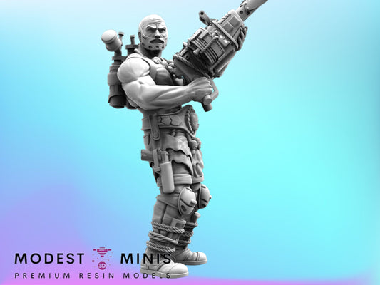 War Bro Gunner Riktor - Resin Miniature | RPG | Sci fi | Cyberpunk | Role Playing | DnD | Papsikel Wardudes