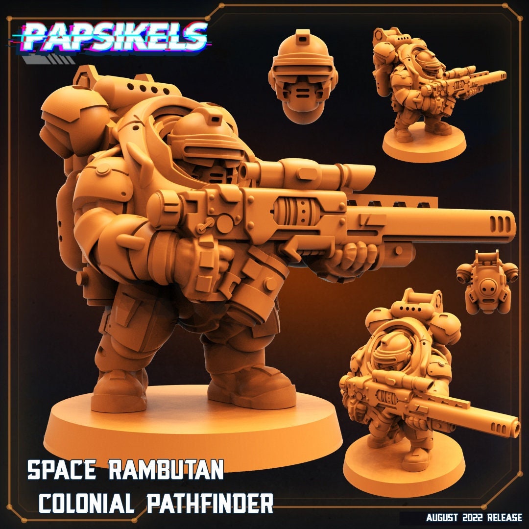 Space Dwarf Colonial Pathfinder - 32mm Scale Alien Miniature | RPG | Sci fi | Cyberpunk | Role Playing | DnD | Papsikel