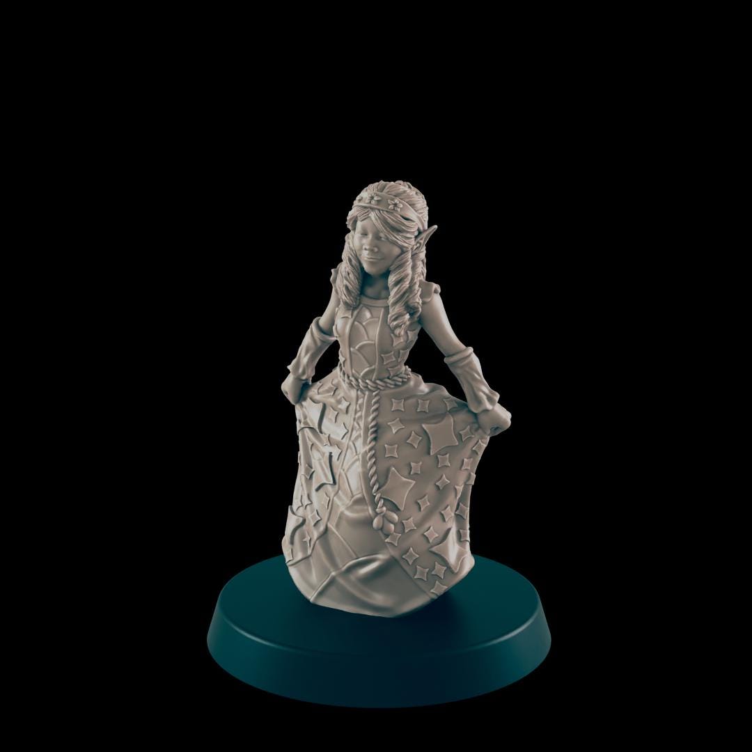 Elven Nobles Set  | 25mm - 100mm Scale | DnD | EC3D Fantasy Mini | Everyday Folk