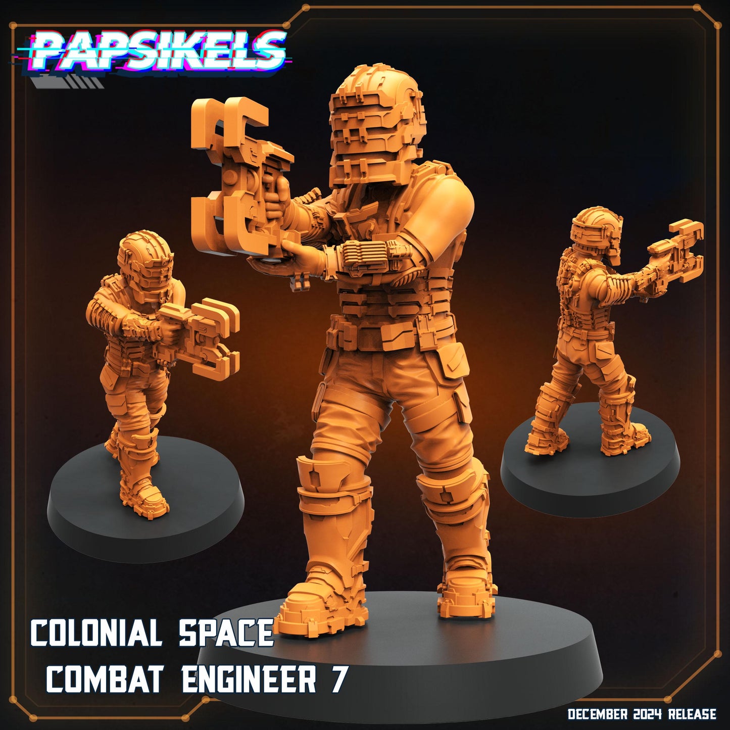 7pc Combat Engineer - 32mm Scale Cyberpunk Miniature | RPG | Sci fi | AvP | Role Playing | DnD | Papsikel