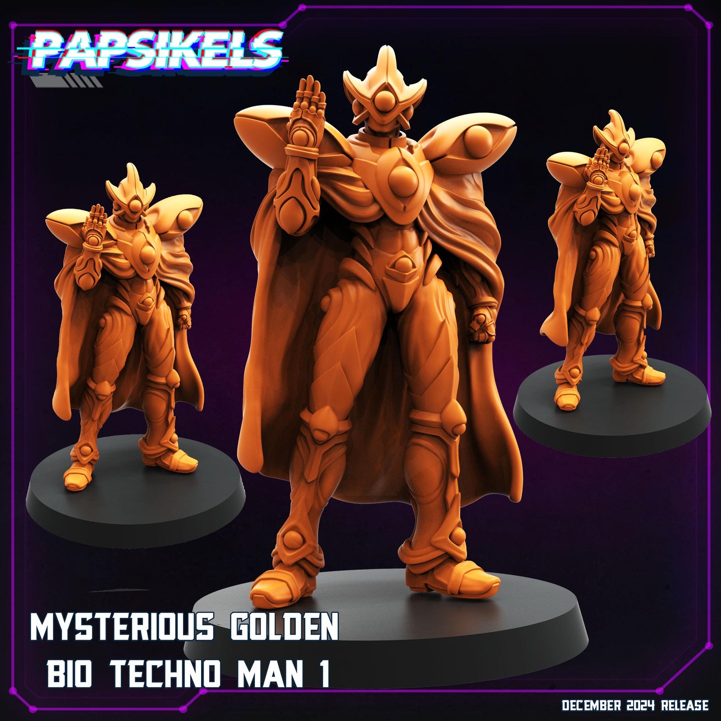 Mysterious Golden Bio Techno Man - 28mm 32mm 40mm Scale Cyberpunk Miniature  | Papsikels