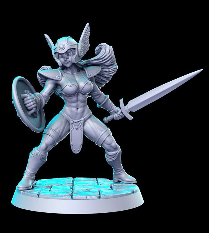 Dragon Senshi Warrior Female - 32mm Scale DnD Miniature | Dungeons and Dragons | JRPG Mini - RN Estudio
