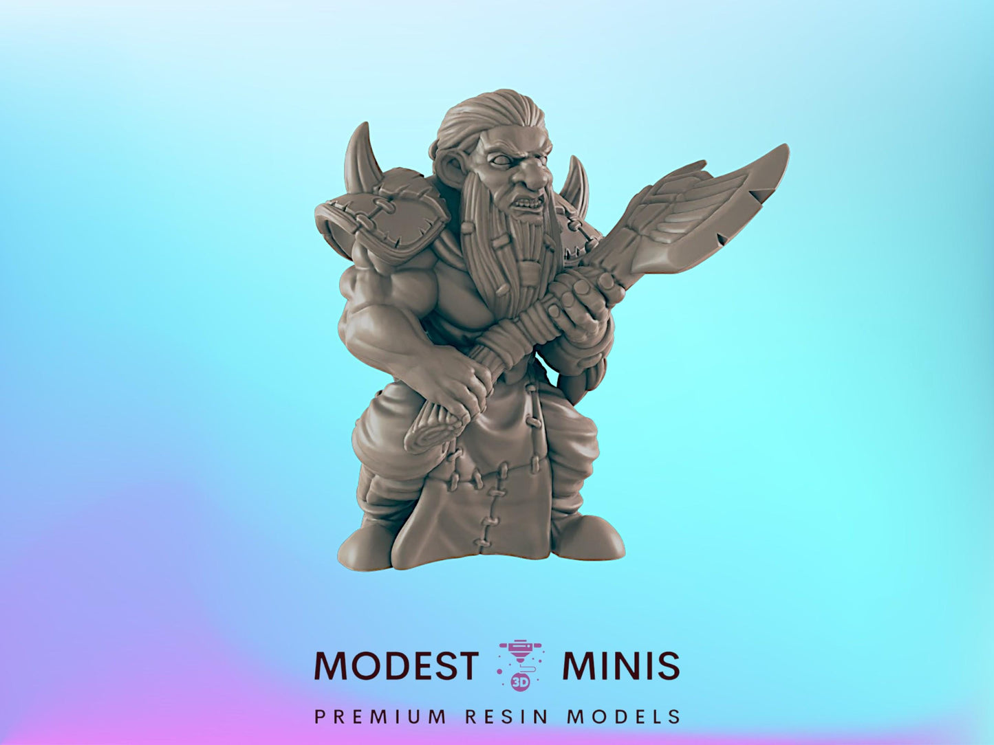 Barbarian Dwarf Male  | 25mm - 100mm Scale | DnD | EC3D Fantasy Mini | Everyday Heroes