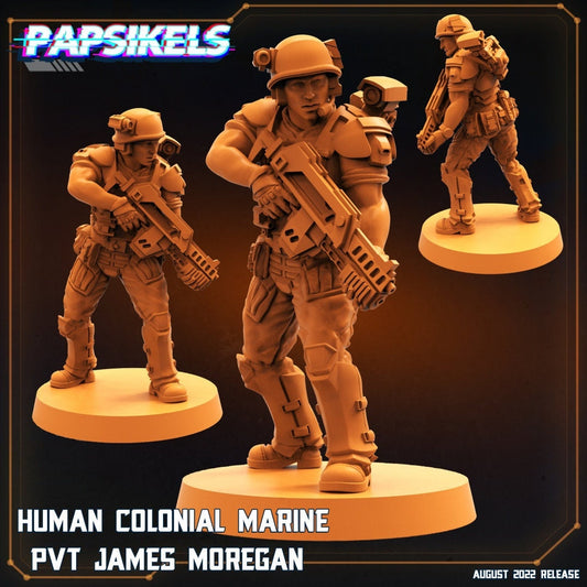 Space Marine James Moregan - 32mm Scale Alien Miniature | RPG | Sci fi | Role Playing | DnD | Papsikel