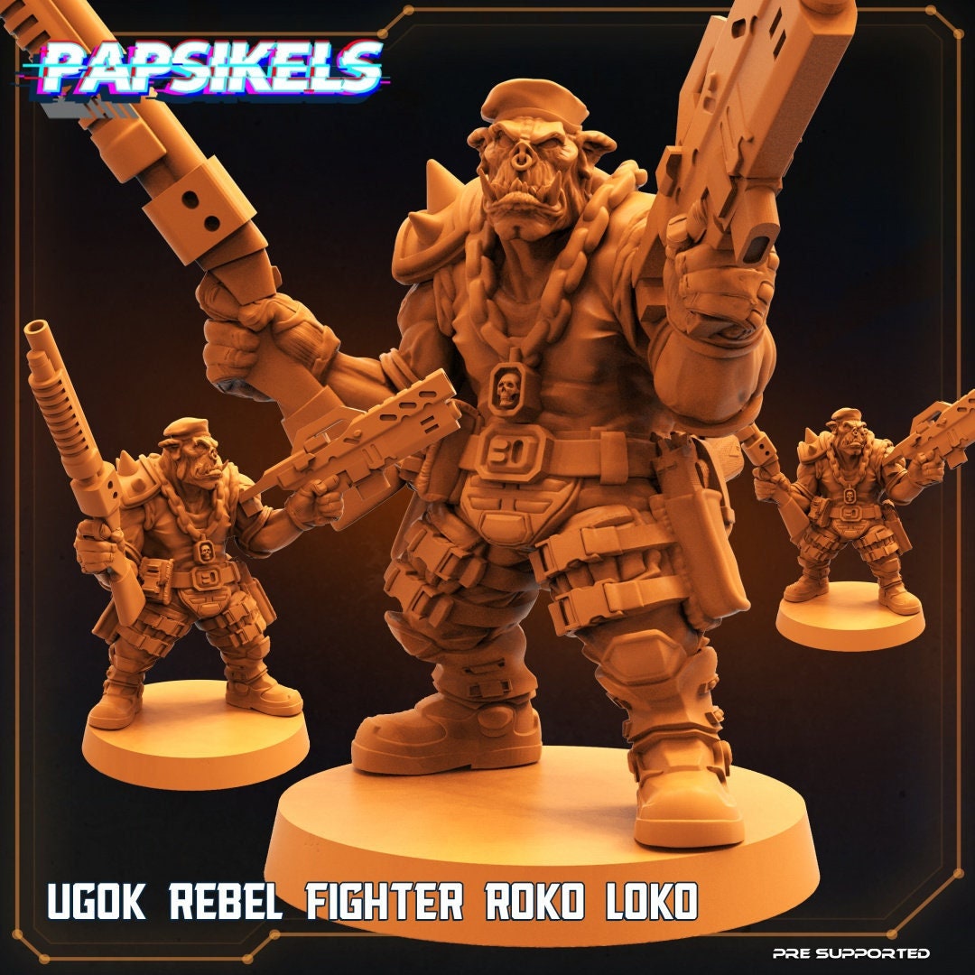 Ugok Rebel Fighter Roko - 32mm Scale Alien Miniature | RPG | Sci fi | Batang City | Role Playing | DnD | Papsikel