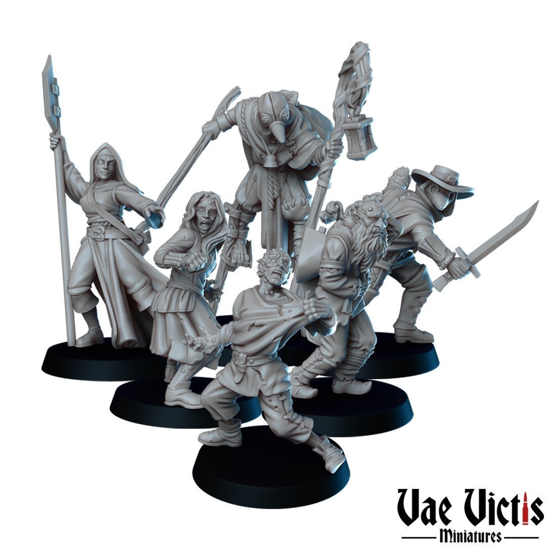 6pc Plague Set | 28mm - 75mm Scale | DnD Frostgrave Mini | Vae Victis Fantasy