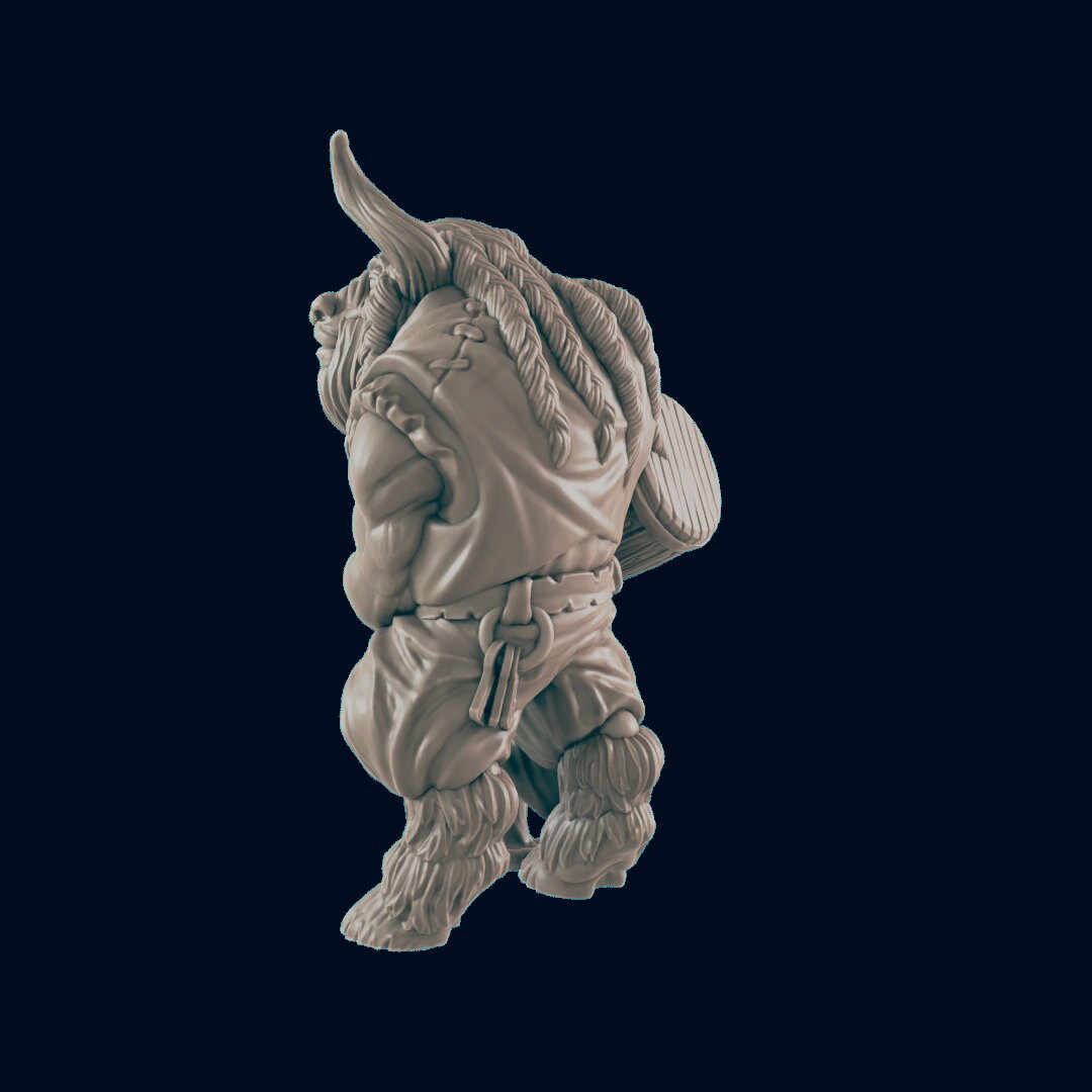 NPC Minotaur Male Bartender - 25mm - 75mm Scale | DnD | EC3D Fantasy Mini | Townsfolk