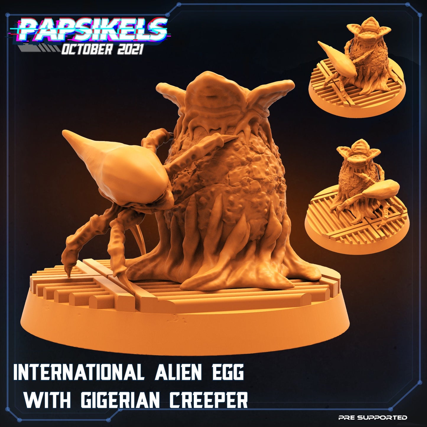 Hatched Egg and Creeper - 32mm Scale Alien Miniature | RPG | Sci fi | Cyberpunk | Role Playing | DnD | Papsikel