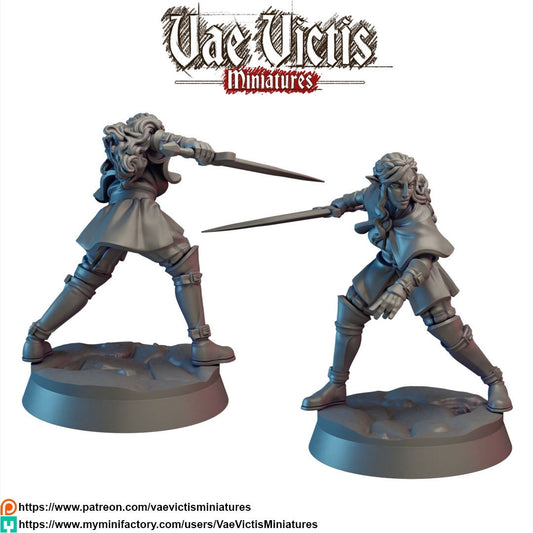 Female Elf Fighter | 28mm - 75mm Scale | DnD Frostgrave Mini | Vae Victis Fantasy