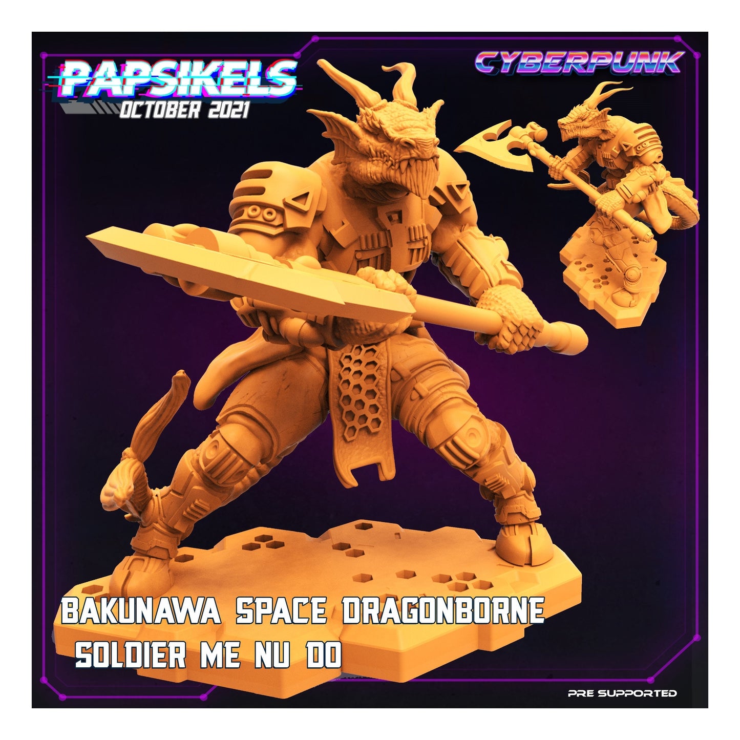 Bakunawa Dragonborn Me Nu Do - 32mm Scale Cyberpunk Miniature  | Alien | Papsikels