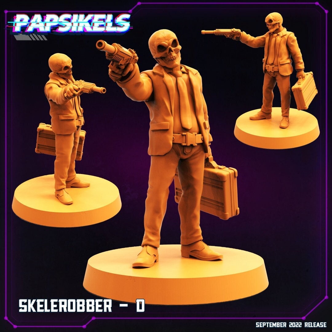 4pc Skelerobbers Set - 32mm Scale Cyberpunk Miniature  | Alien | Papsikels