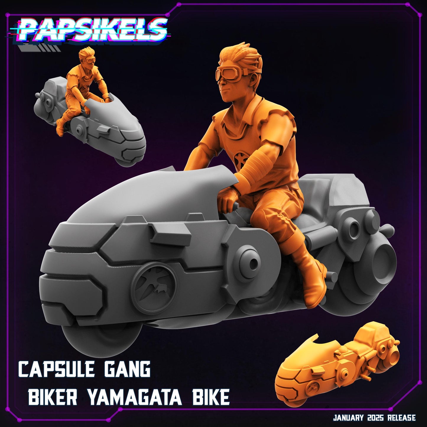 Capsule Gang Bikers - 28mm 32mm 40mm Scale Cyberpunk Miniature  |  Blade Runner | | Papsikels