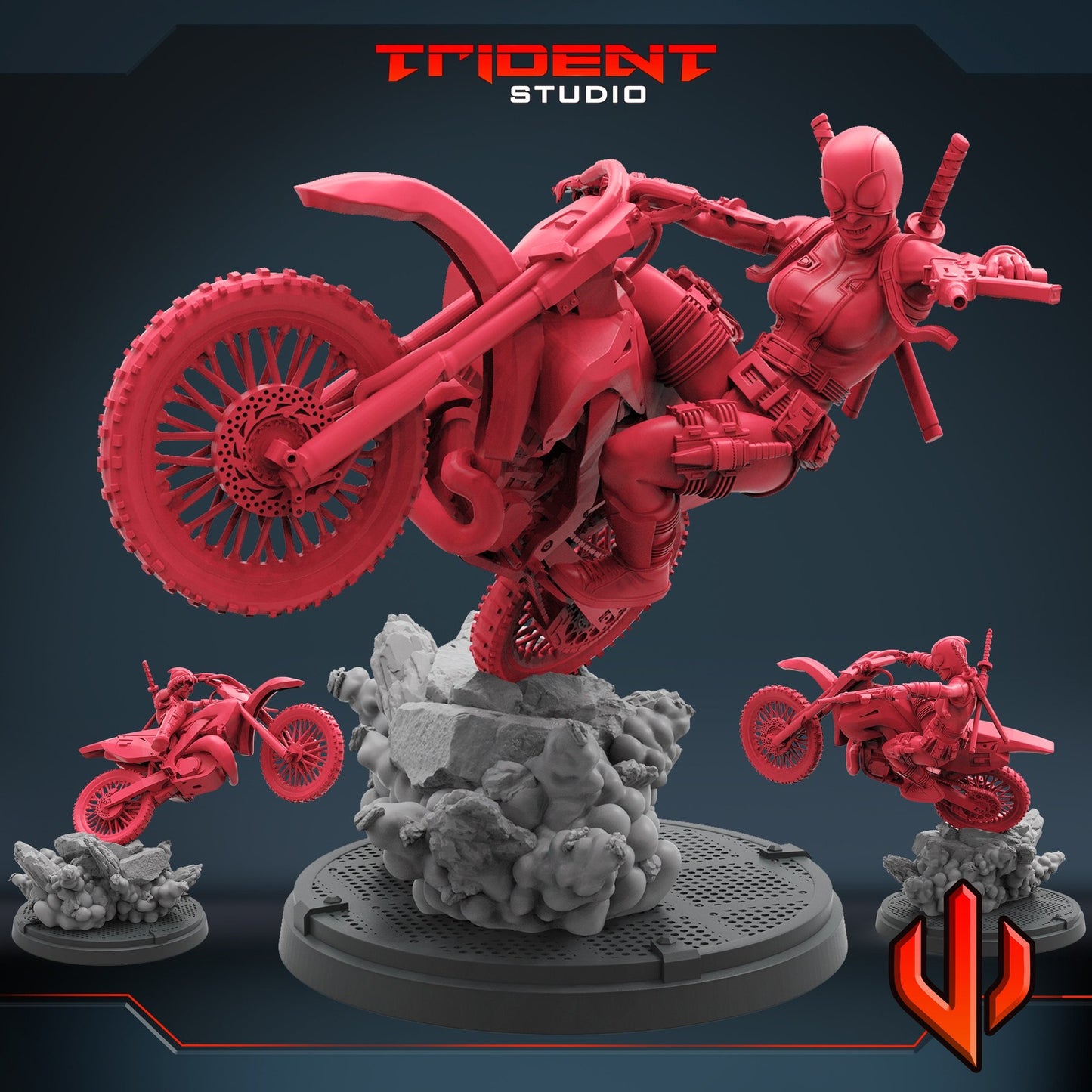 Gwencycle Masked - Gwenpool 40mm  Miniature | Crisis Protocol Proxy | Trident