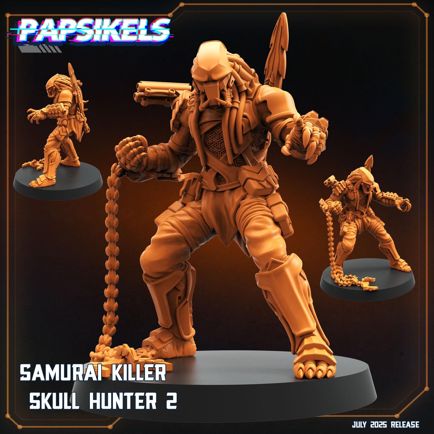 6pc Samurai Killer Skull Hunter Set - Resin 3D Print Alien Miniature | RPG | Sci fi | Cyberpunk | Role Playing | DnD | Papsikel