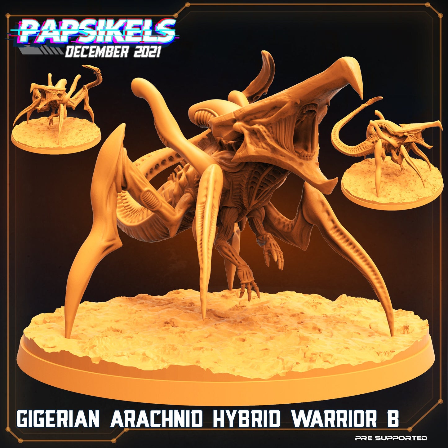 75mm Alien Arachnid Hybrid Warrior B - 32mm Scale Alien Miniature | RPG | Sci fi | Cyberpunk | Role Playing | DnD | Papsikel