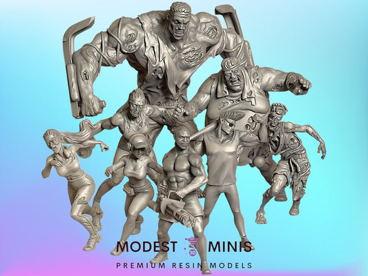 Zombie Gym and Survivors | 28mm - 100mm Scale Resin Mini | Zombicide | Vaultz
