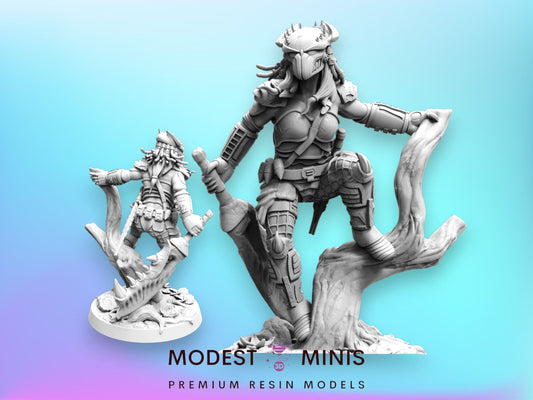Bone Clan Ajaey Skull Hunter - 32mm Scale Alien Miniature | RPG | Sci fi | Cyberpunk | Role Playing | DnD | Papsikel