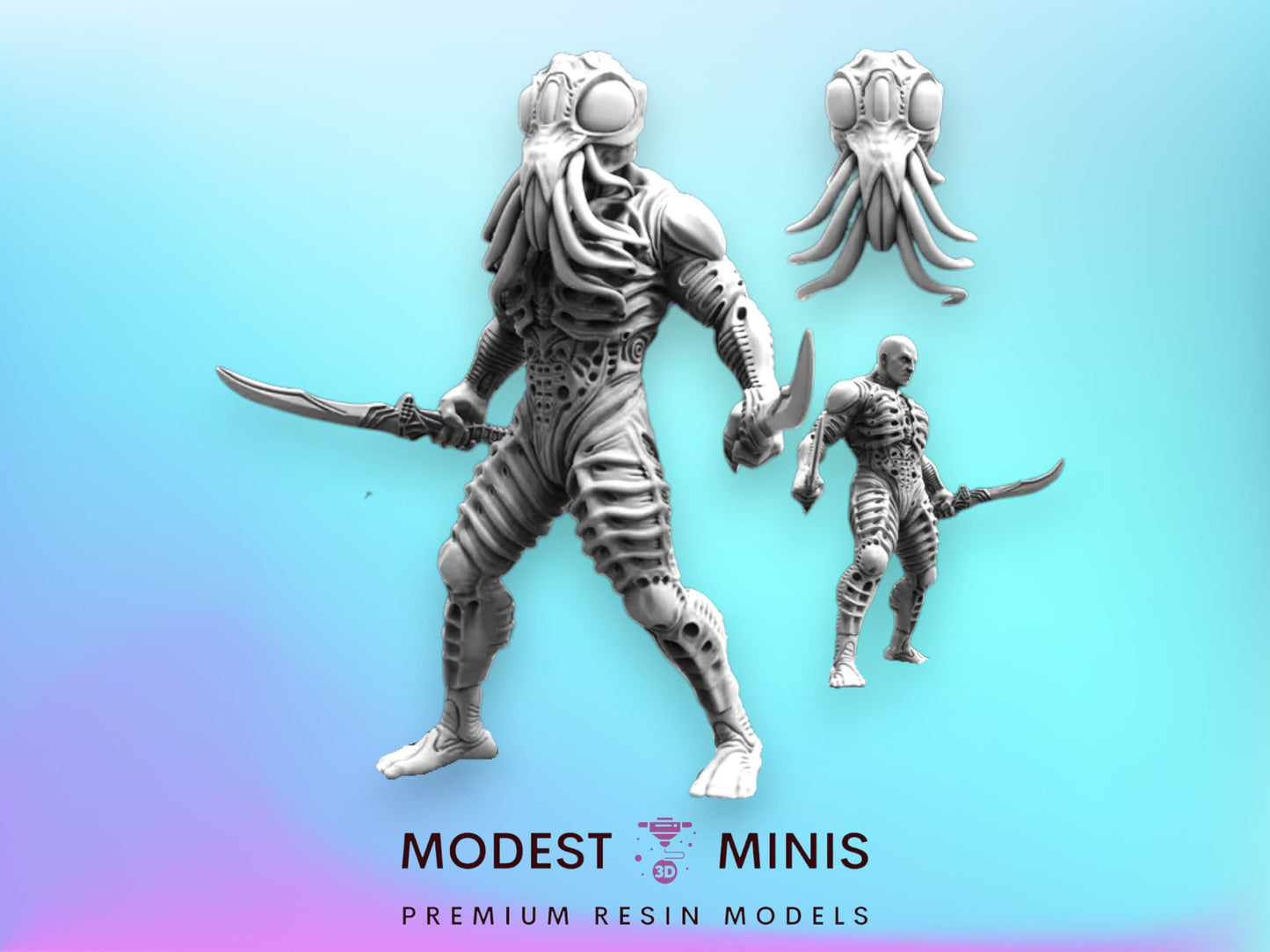 Xorrelian Destroyer A - 32mm Scale Alien Miniature | RPG | Sci fi | Cyberpunk | Role Playing | DnD | Papsikel