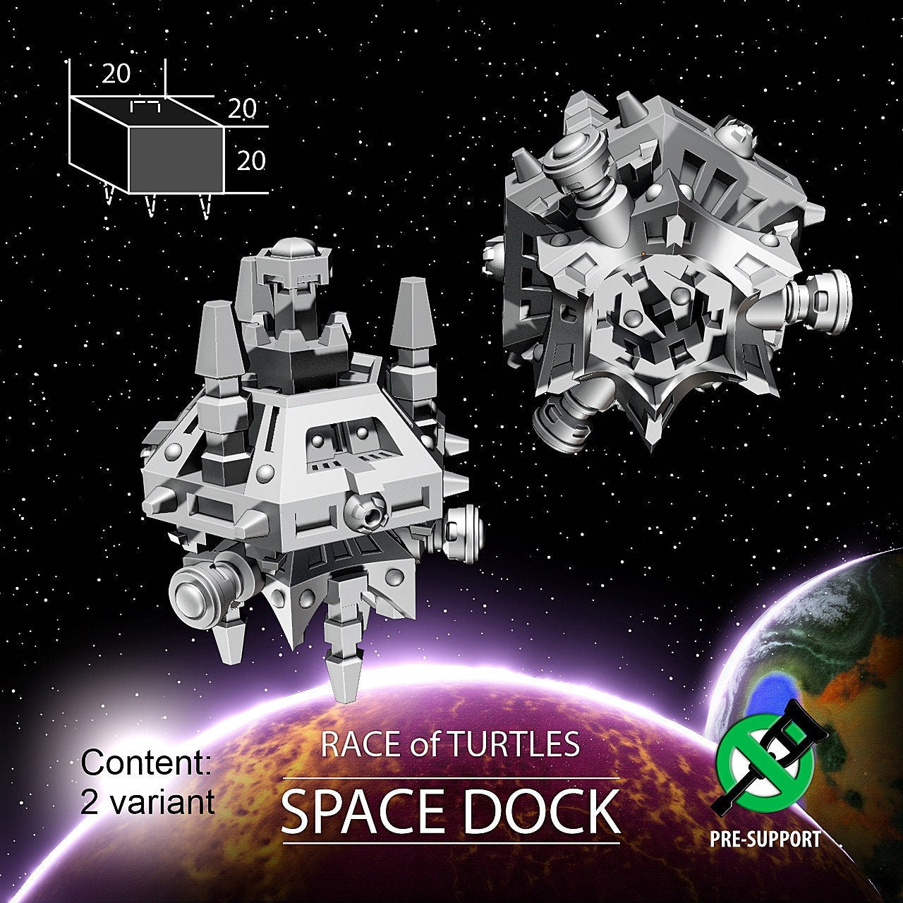 2pc Turtle Space Dock - Twilight Imperium | Fleetscale | Starfinder | Billion Suns | Starmada | Firefly | Terra Conflict