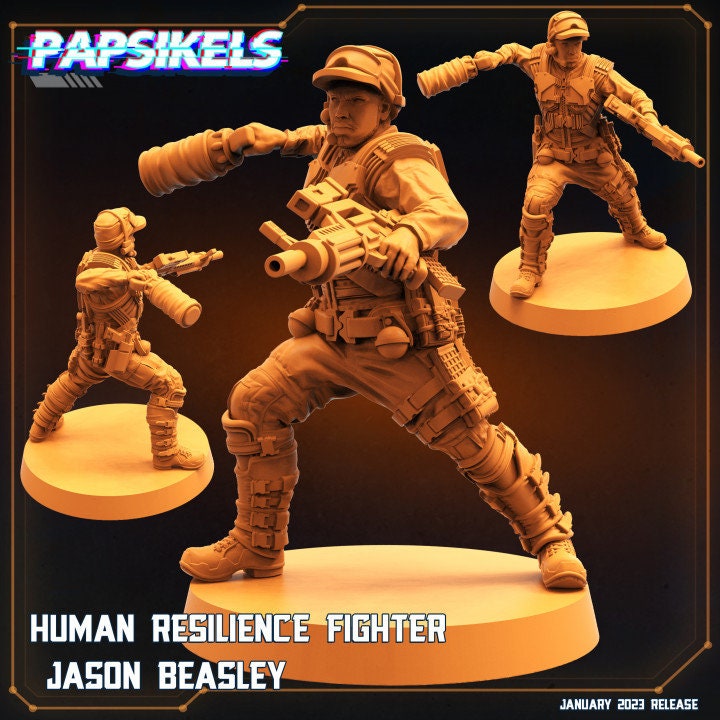 9pc Resilience Fighters Set Jan - 32mm Scale Resistence | RPG | Sci fi | Cyberpunk | Role Playing | DnD | Papsikel