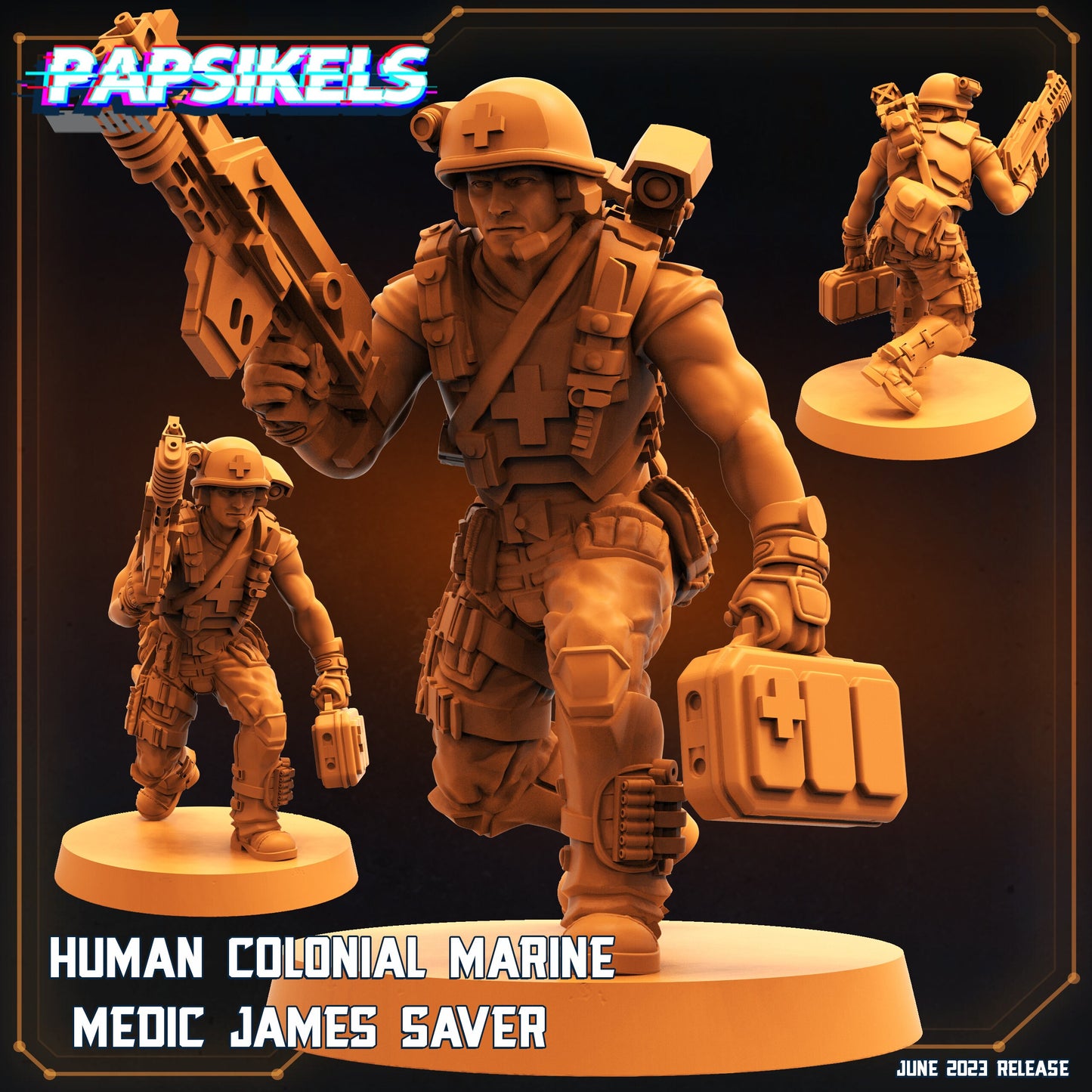Colonial Marine Medic James Saver - 32mm Scale Alien Miniature | RPG | Sci fi | Cyberpunk | Role Playing | DnD | Papsikel