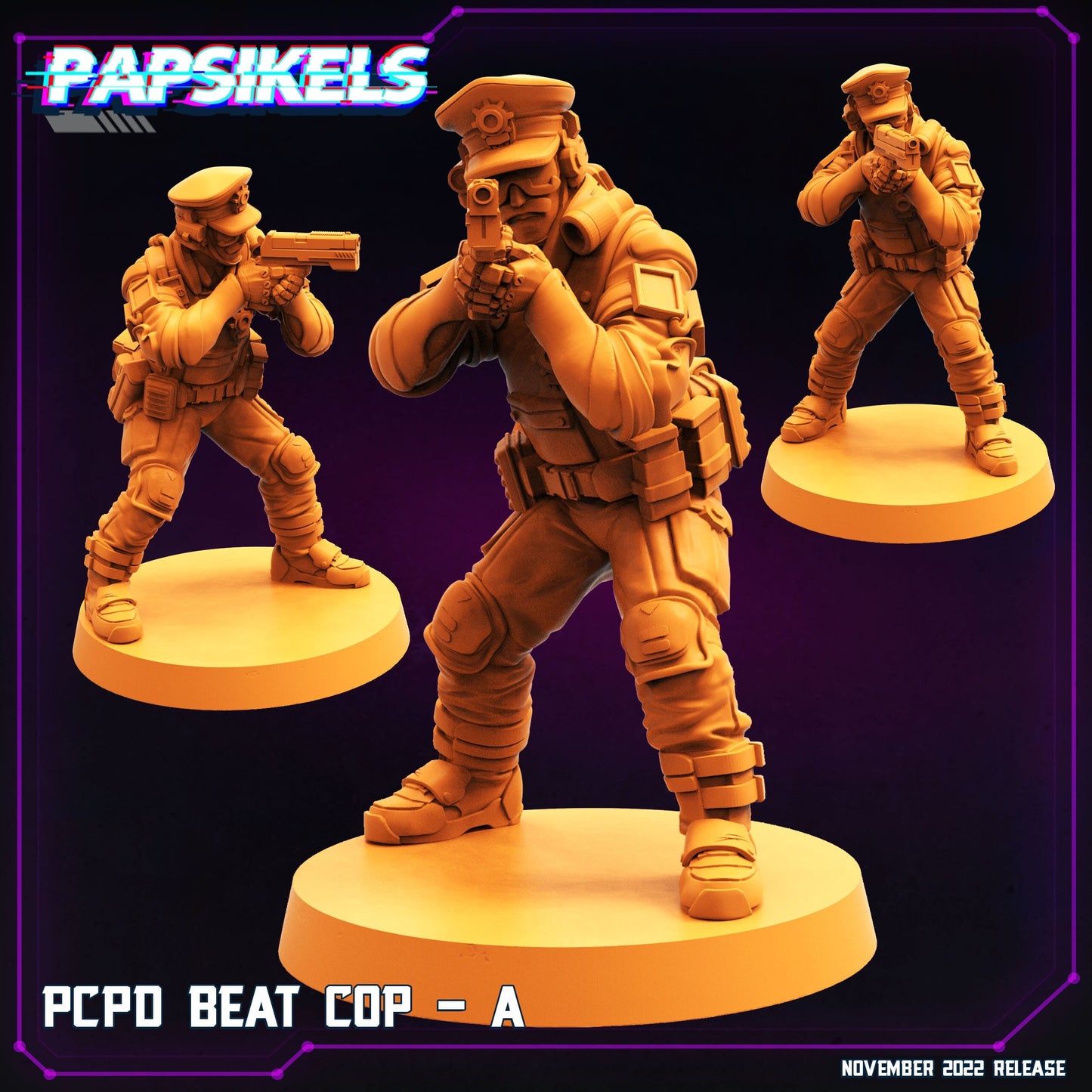 PCPD Beat Cop A - 32mm Scale Alien Miniature | RPG | Sci fi | Cyberpunk | Role Playing | DnD | Papsikel