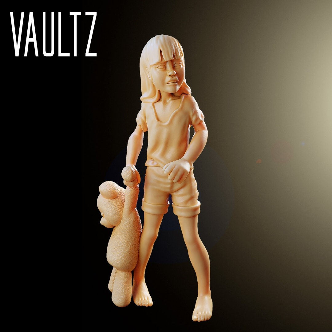 Survivor Alone Girl Kid | 28mm - 100mm Scale Resin Mini | Zombicide | Vaultz