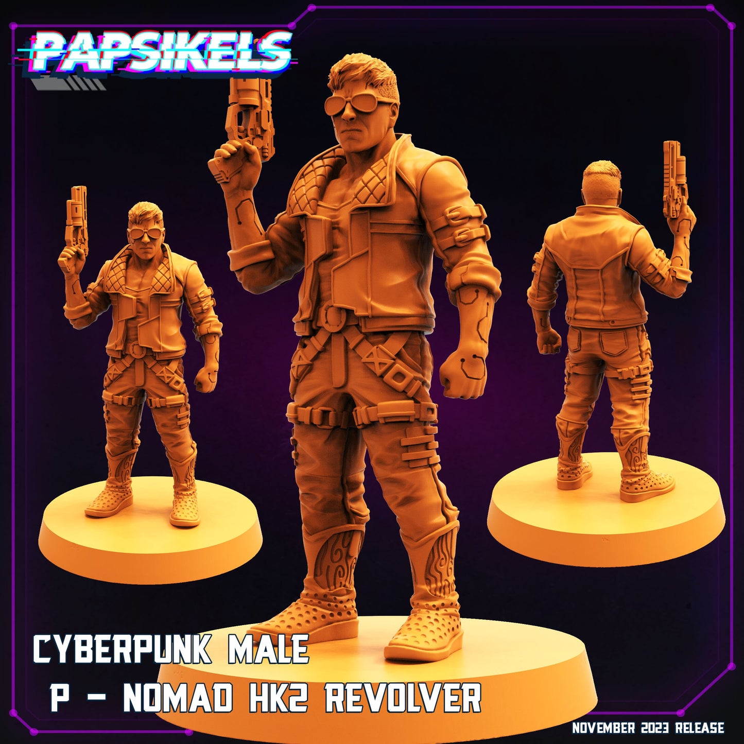 Cyberpunk Male P Nomad - 32mm Scale Cyberpunk Miniature  | Papsikels