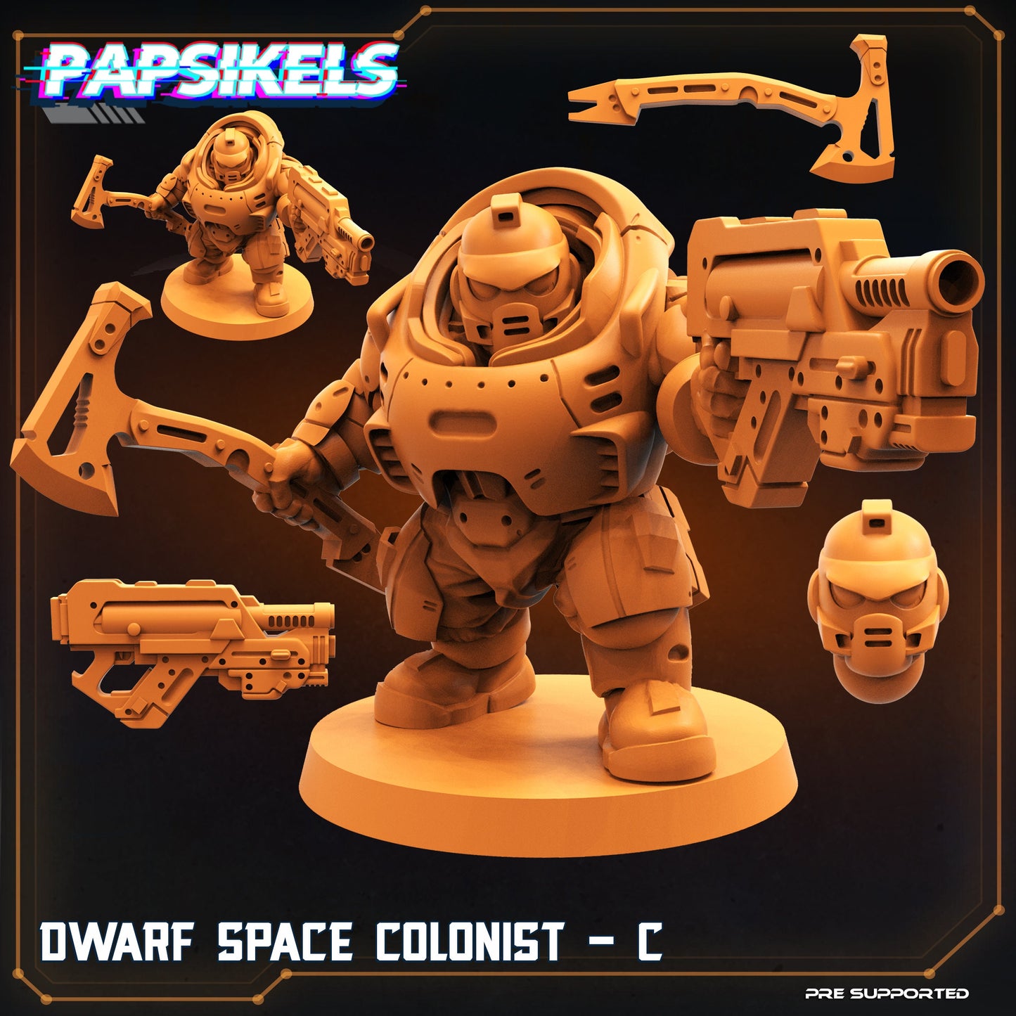 10pc Space Dwarf Set  - 32mm Scale Alien Miniature | RPG | Sci fi | Cyberpunk | Role Playing | DnD | Papsikel