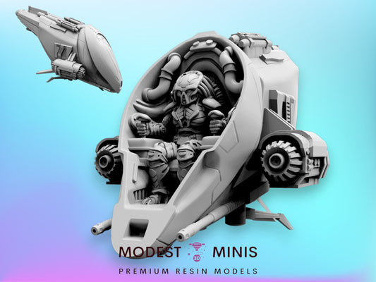 Skull Hunter Escape Ship - 32mm Scale Alien Miniature | RPG | Sci fi | Cyberpunk | Role Playing | DnD | Papsikel
