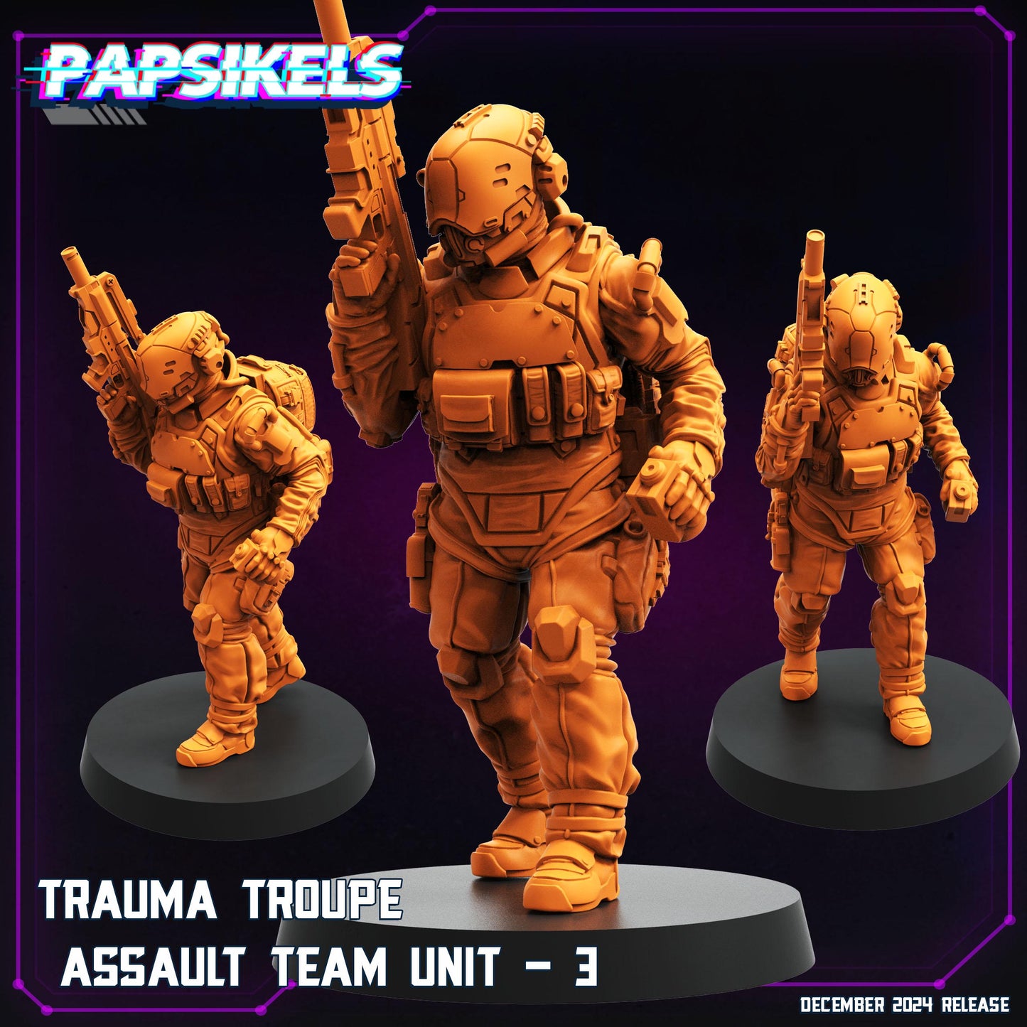Trauma Troupe Assault Team - 28mm 32mm 40mm Scale Cyberpunk Mini  | Papsikels