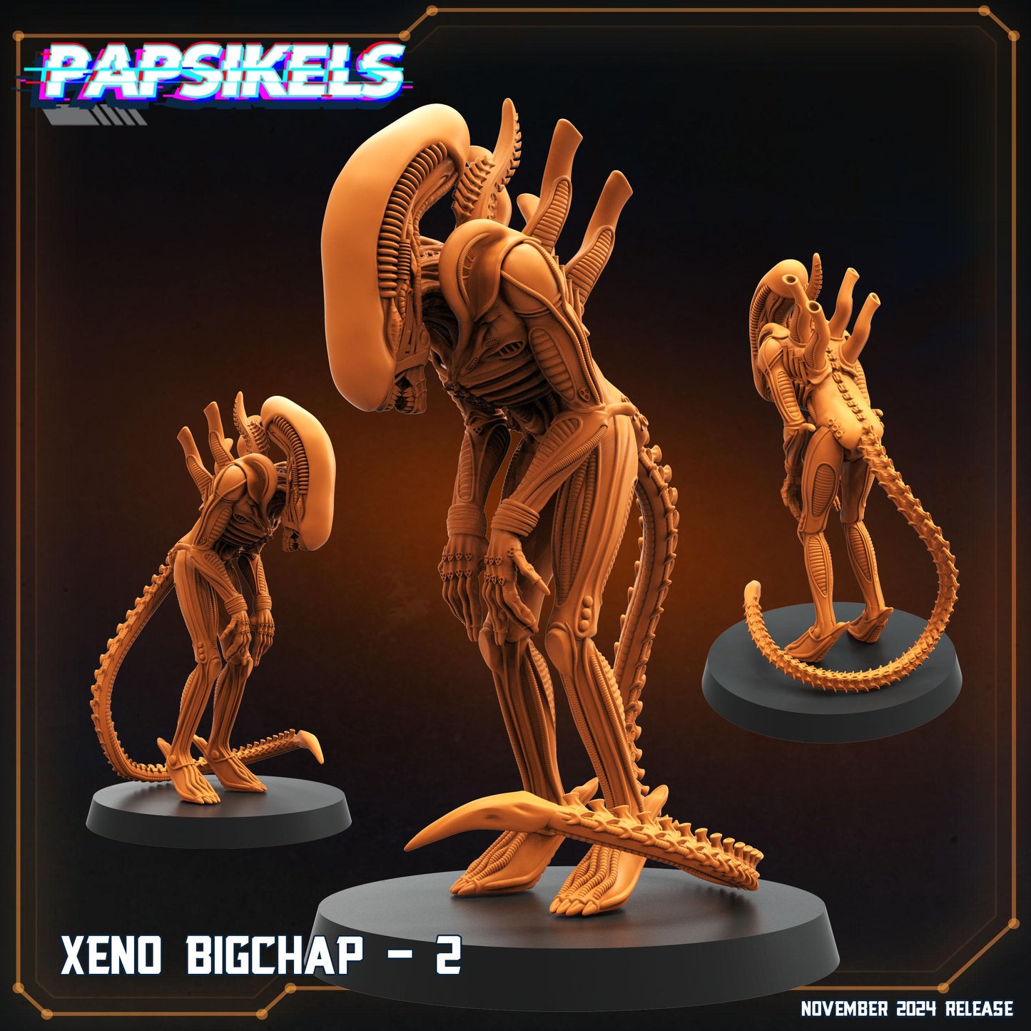 7pc Big Chap Set Xeno - 32mm Scale Alien Miniature | RPG | Sci fi | Cyberpunk | Role Playing | DnD | Papsikel