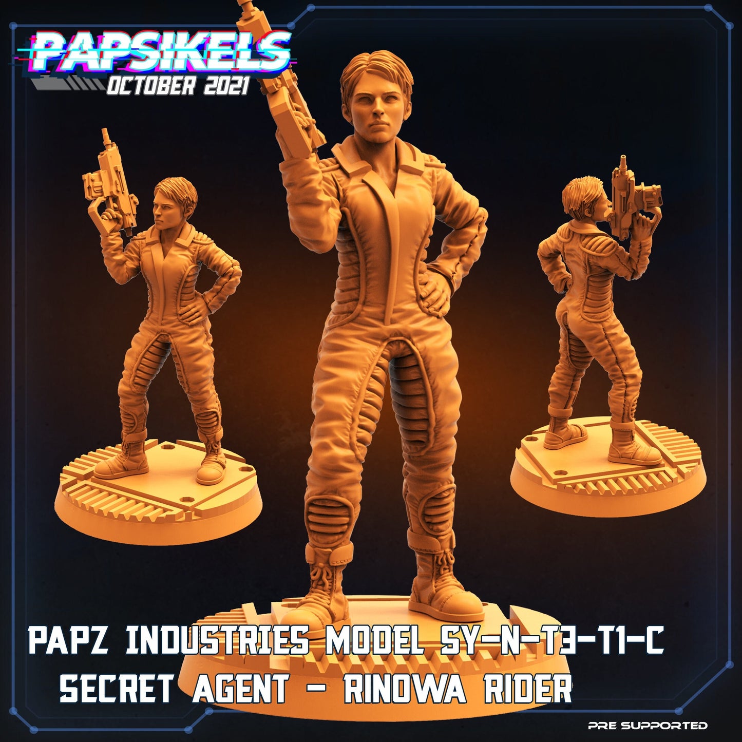 Secret Agent Rinowa  - 32mm Scale Alien Miniature | RPG | Sci fi | Cyberpunk | Role Playing | DnD | Papsikel