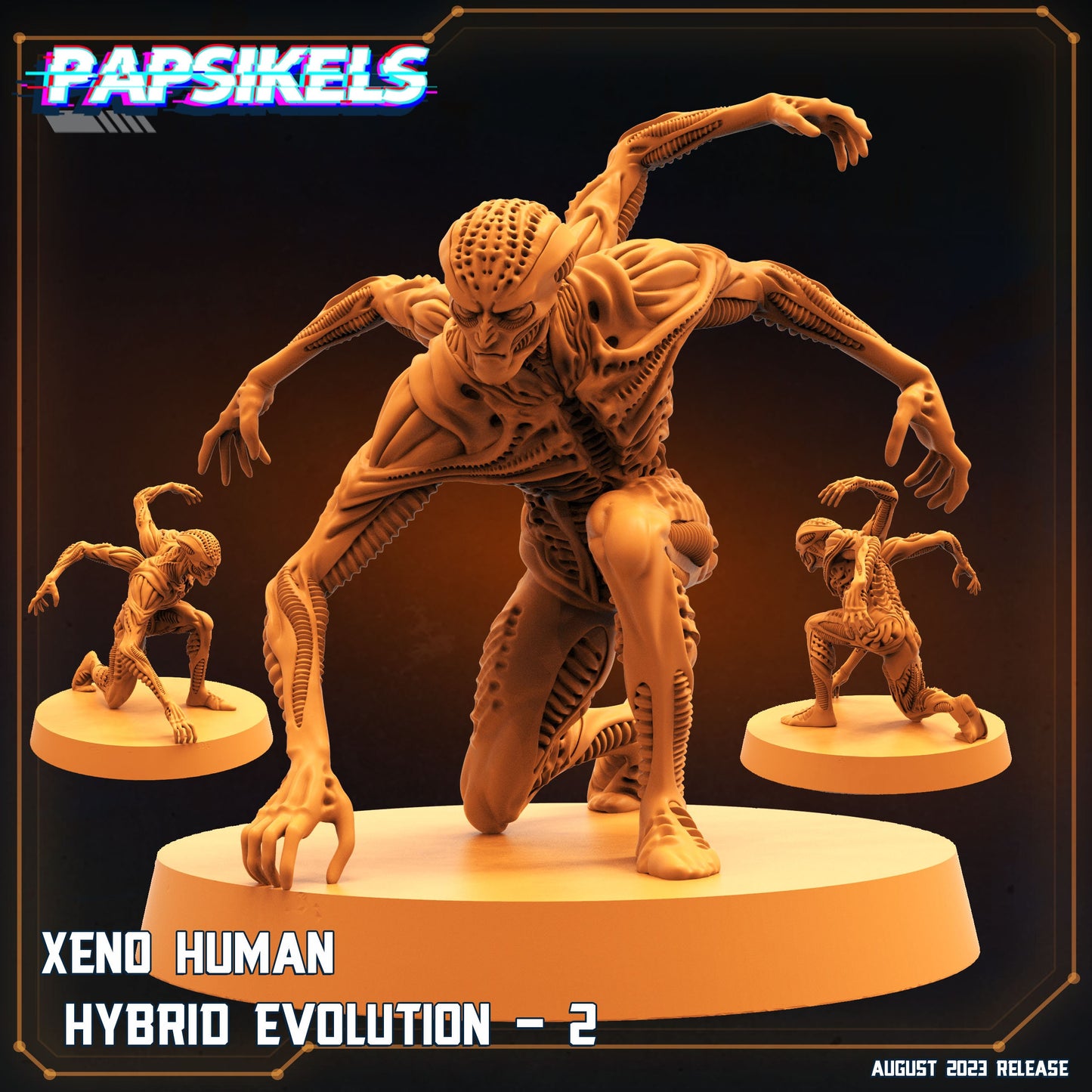 Xeno Human Hybrid Evolutions - 32mm Scale Alien Miniature | RPG | Sci fi | Law Upholders | Role Playing | DnD | Papsikel