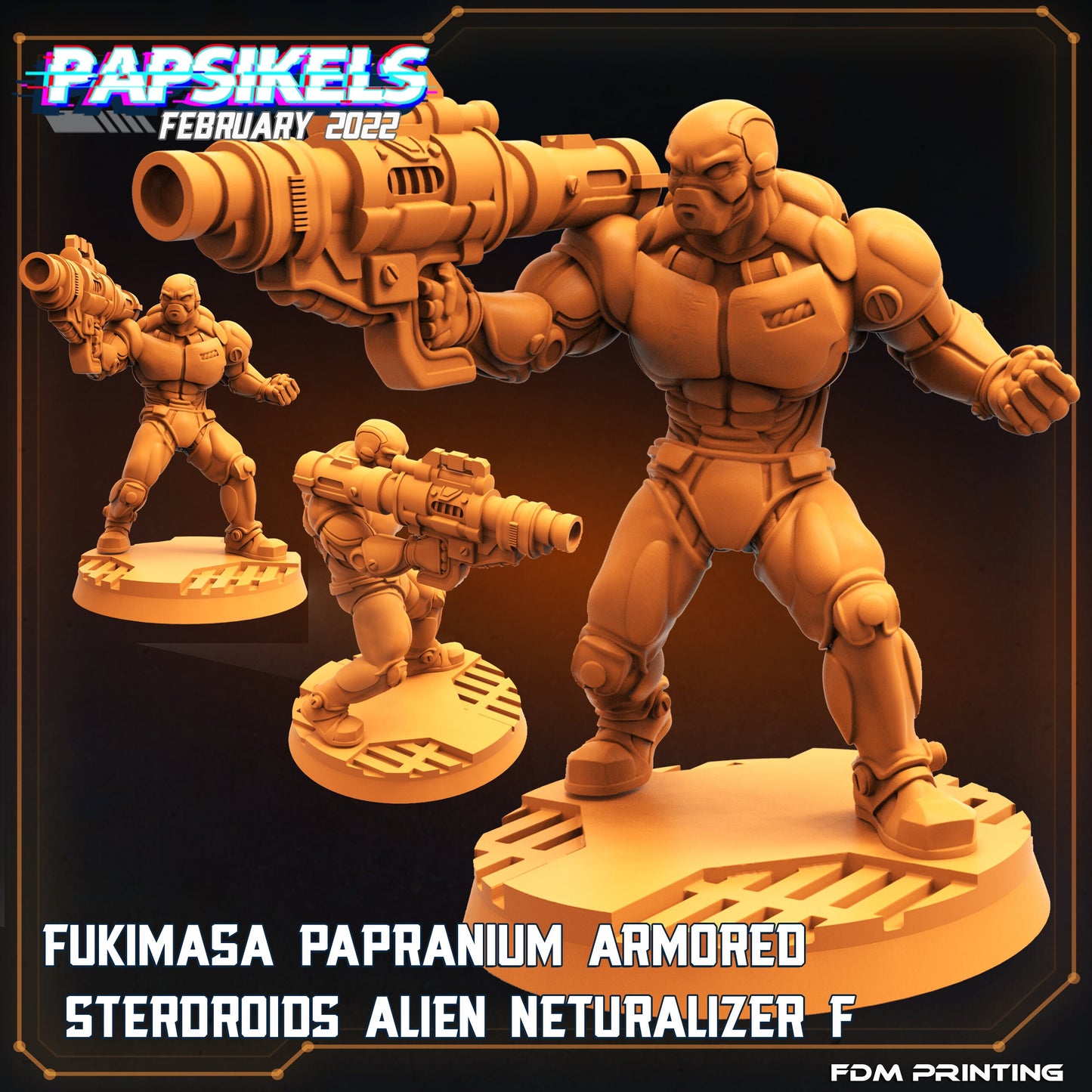 7pc 50mm Alien Neutralizers Squad - 32mm Scale Alien Miniature | RPG | Sci fi | Cyberpunk | Role Playing | DnD | Papsikel