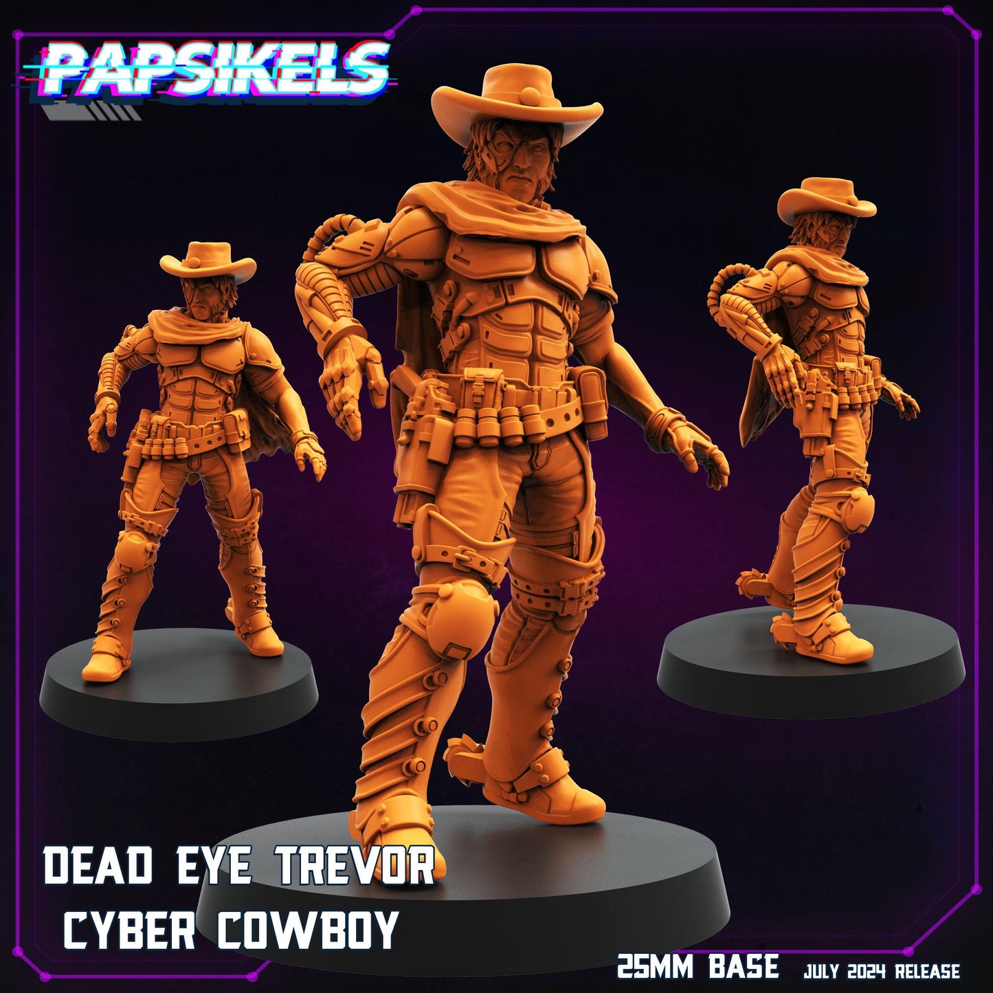 Dead Eye Trevor Cyber Cowboy - Resin 3D Print Alien Miniature | RPG | Sci fi | Cyberpunk | Role Playing | DnD | Papsikel