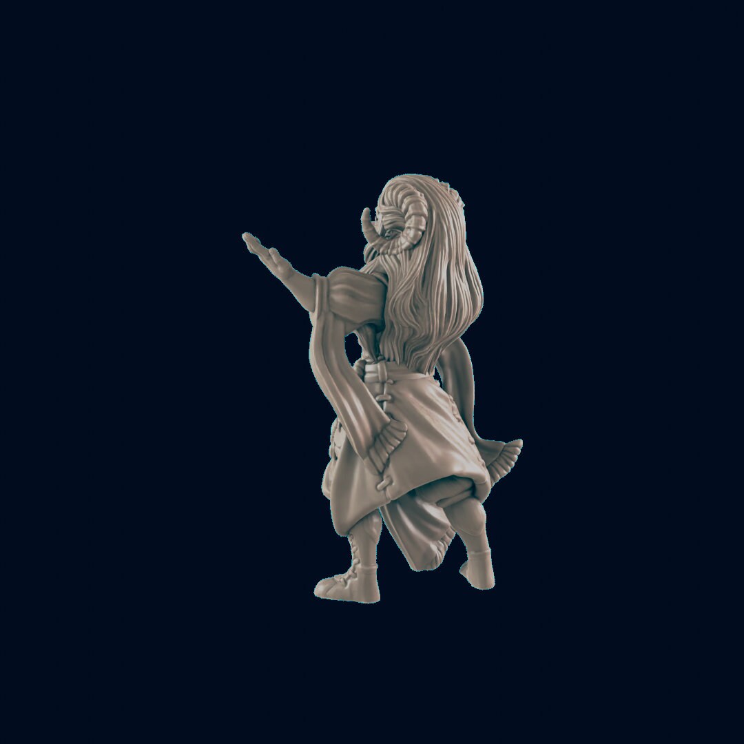 NPC Demonkin Female Songstress - 25mm - 75mm Scale | DnD | EC3D Fantasy Mini | Townsfolk