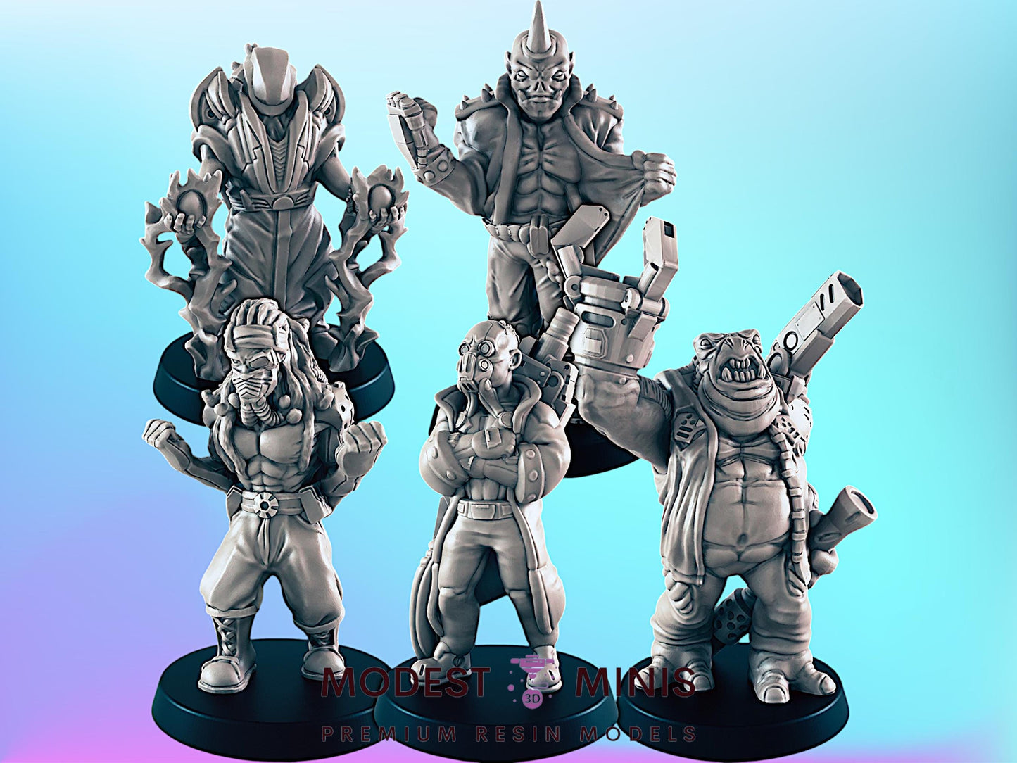 Sci Fi Crew 1 Set | 25mm - 75mm Scale | DnD | Cyberpunk | EC3D Sci Fi Mini