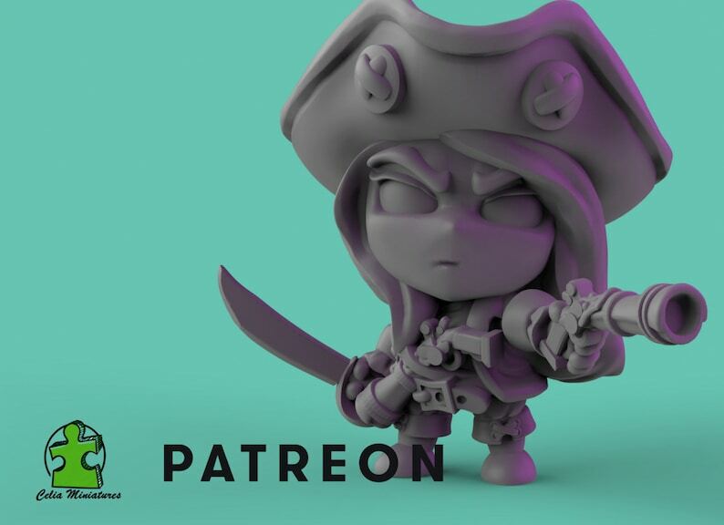 Chibi Pirate Anny - 28mm - 54mm Scale