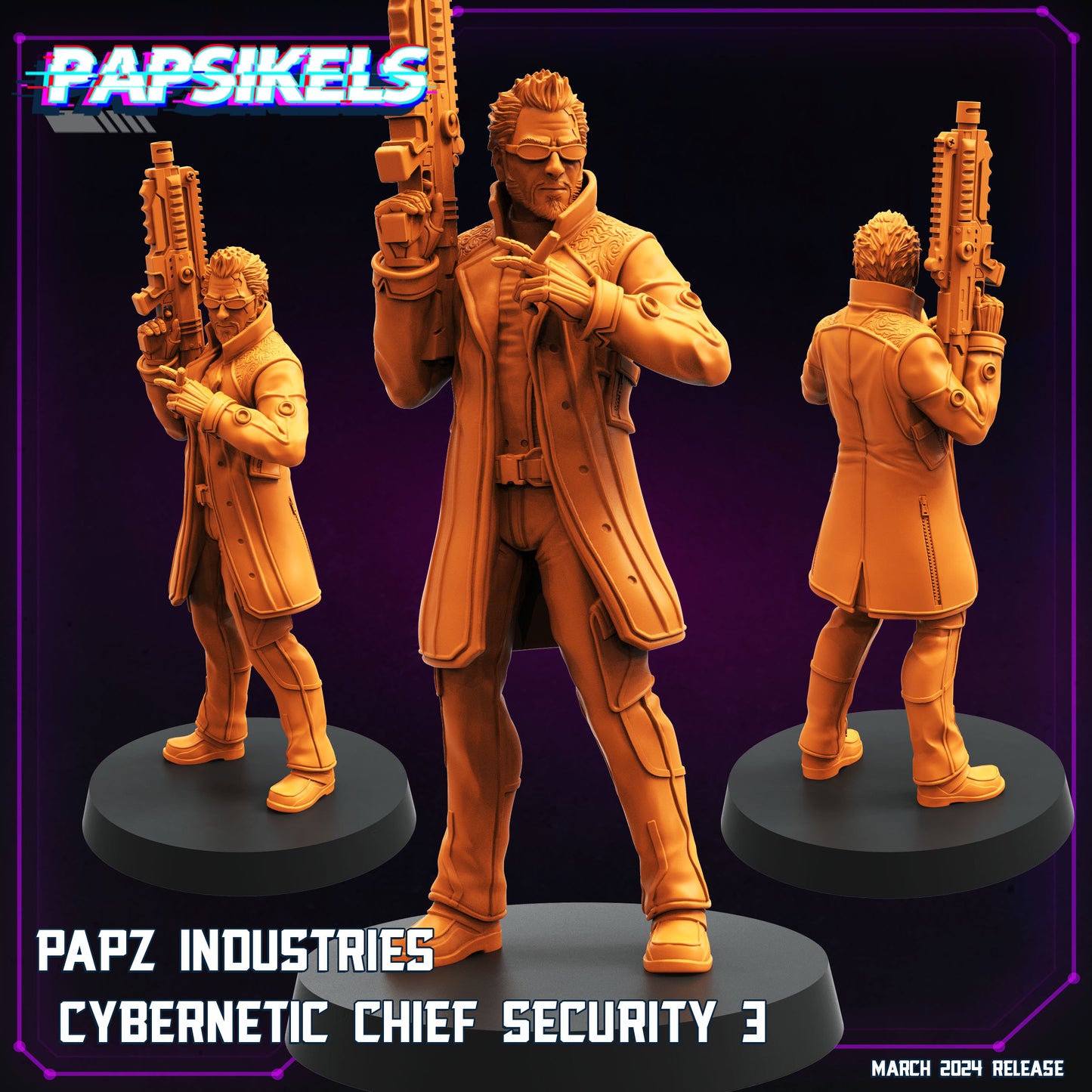 Cybernetic Chief Security Set - Resin Cyberpunk Miniature  | Papsikels