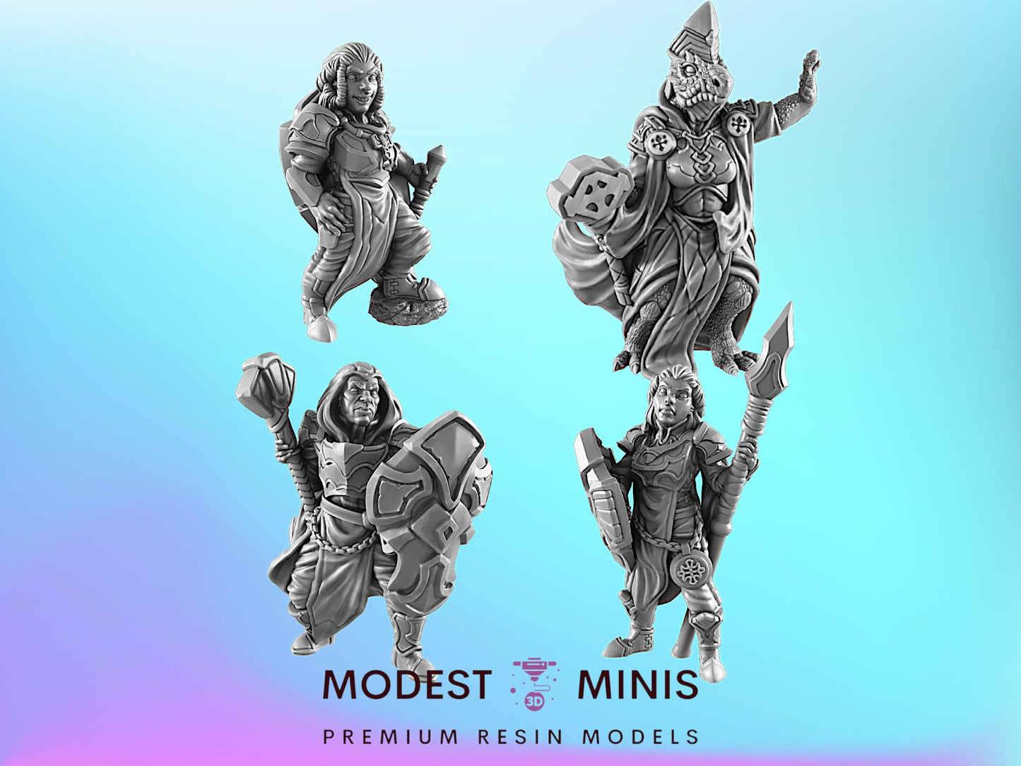 Cleric Heroes  | 25mm - 100mm Scale | DnD | EC3D Fantasy Mini | Everyday Heroes
