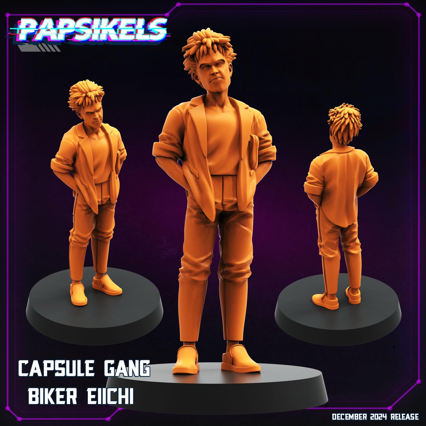 Capsule Gang Biker Teens - 28mm 32mm 40mm Scale Cyberpunk Miniature  |  Blade Runner | | Papsikels