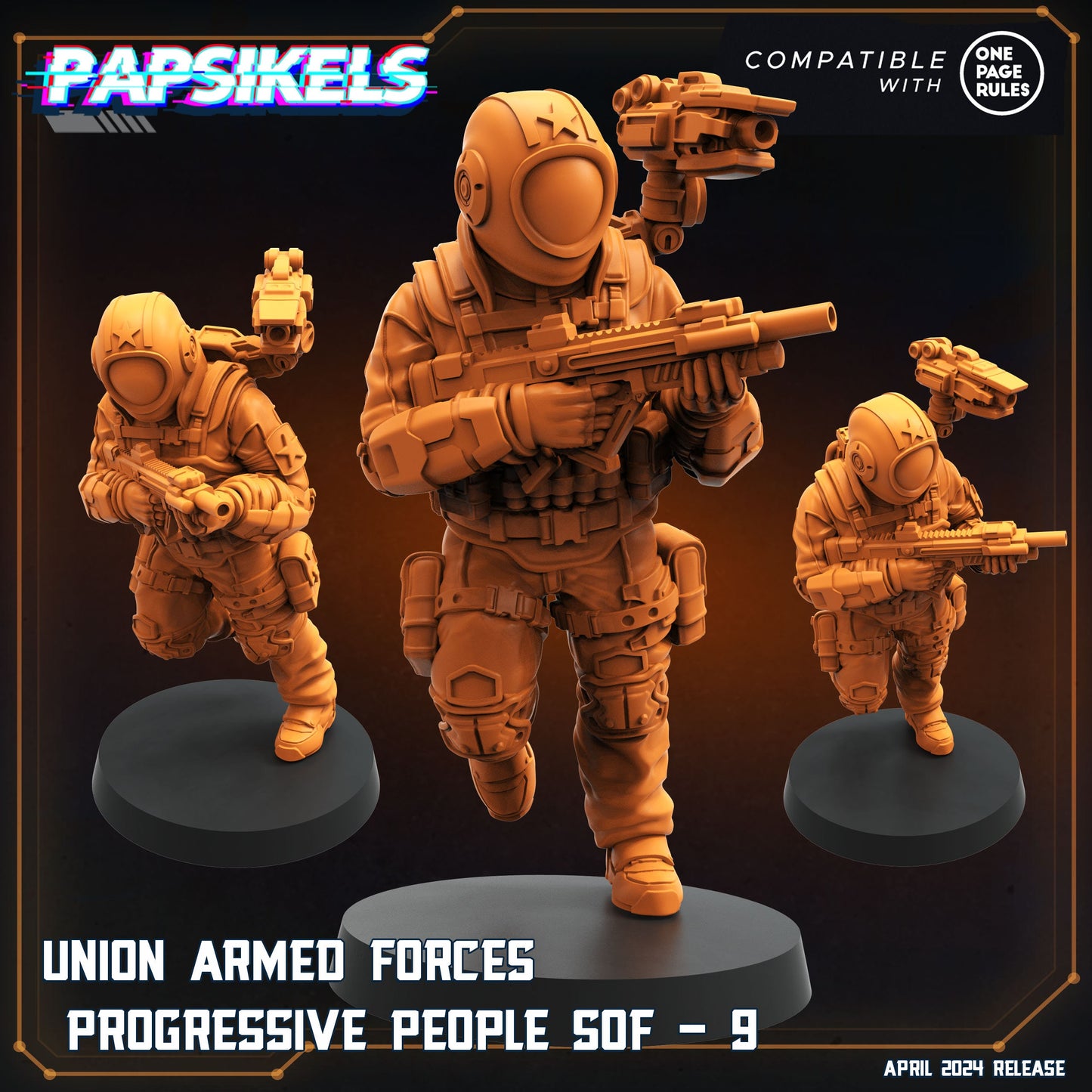 Union Armed Progressive People 7-12 - 32mm Scale Alien Miniature | RPG | Sci fi | Role Playing | DnD | Papsikel