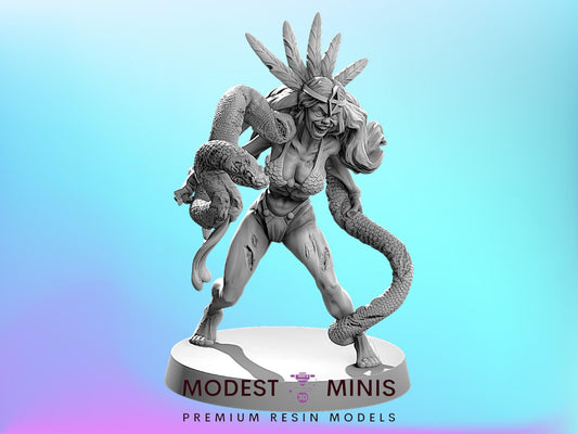 Zombie Snake Mistress | 28mm - 100mm Scale Resin Mini | Zombicide  Zombicircus Vaultz