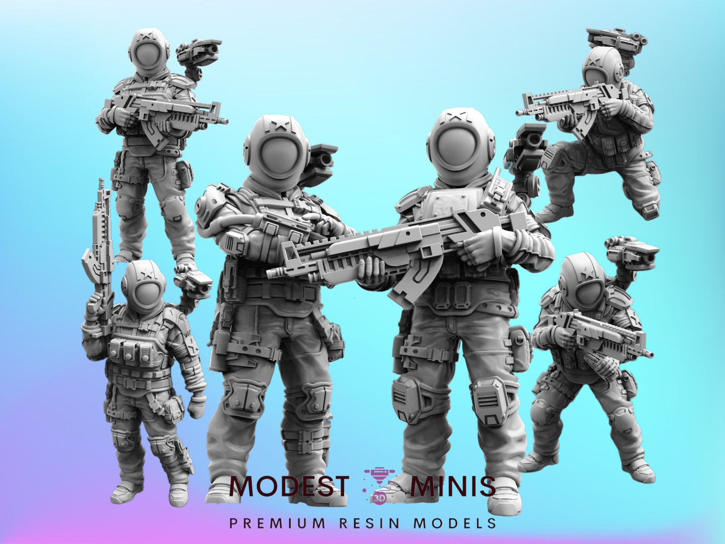 Union Armed Progressive People SOF 1-6 - 32mm Scale Miniature | RPG | Sci fi | Cyberpunk | Role Playing | Papsikel