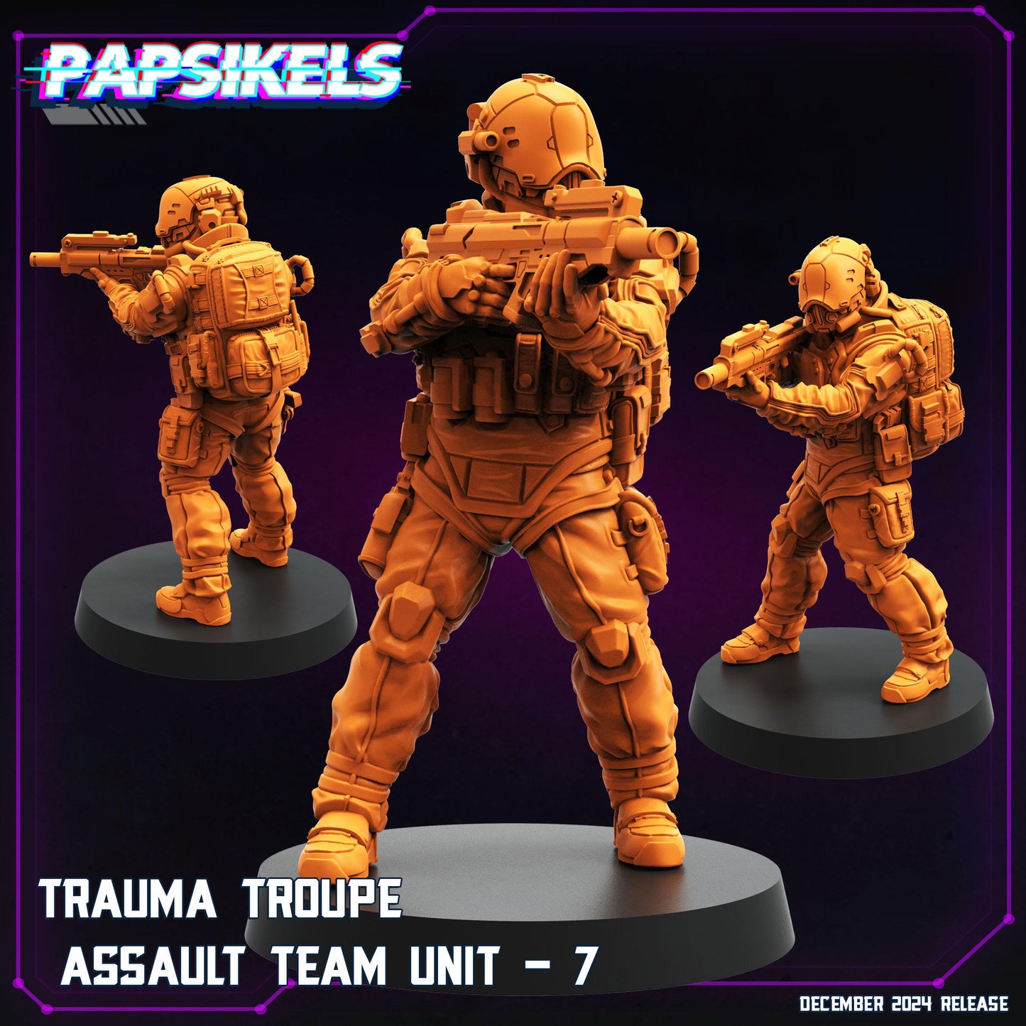 Trauma Troupe Assault Team - 28mm 32mm 40mm Scale Cyberpunk Mini  | Papsikels