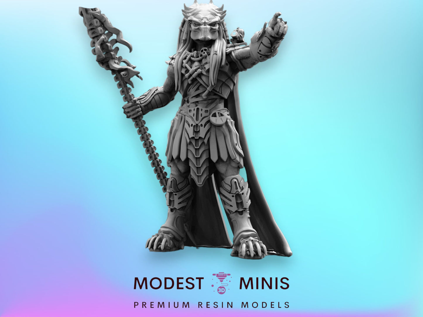 Ancient Wulfen Skull Hunter Zanurak - 32mm Scale Alien Miniature | RPG | Sci fi | Cyberpunk | Role Playing | DnD | Papsikel