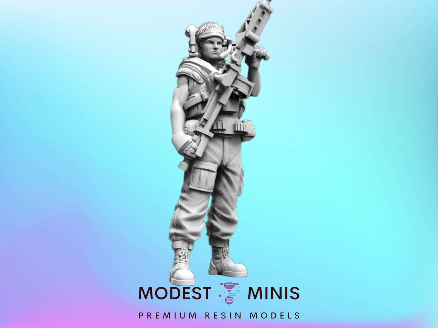 Space Marine Regin Velasquez - 32mm Scale Alien Miniature | RPG | Sci fi | Cyberpunk | Role Playing | DnD | Papsikel