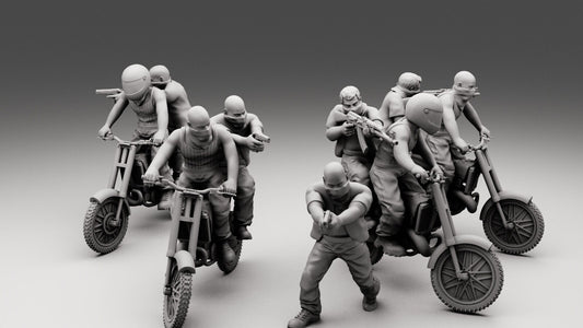 Biker Gang Set - 28mm Scale Resin Military Miniature | Zona Alfa | Spectre Ops Mini