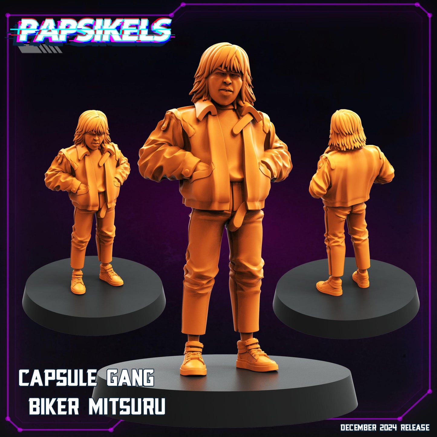 Capsule Gang Biker Teens - 28mm 32mm 40mm Scale Cyberpunk Miniature  |  Blade Runner | | Papsikels
